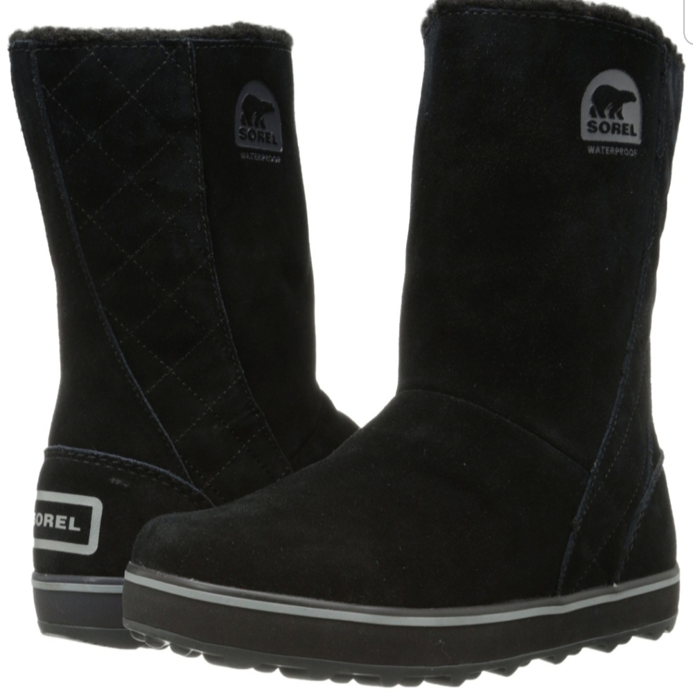 Sorel Glacy black suede waterproof boots 11